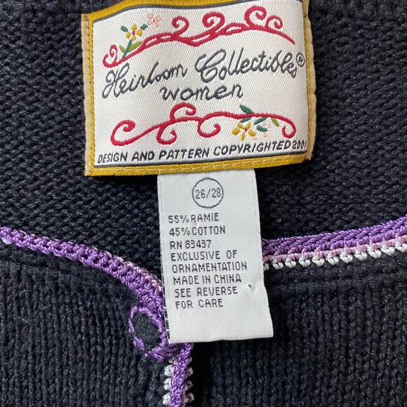 Vintage Heirloom Collectables Embroidered Floral Cardigan Plus Size Women 26-28 - Picture 2 of 11